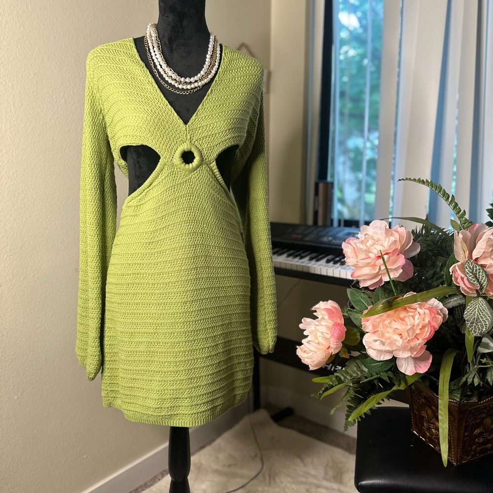 Forever 21 Lime Green Cut-Out Dress